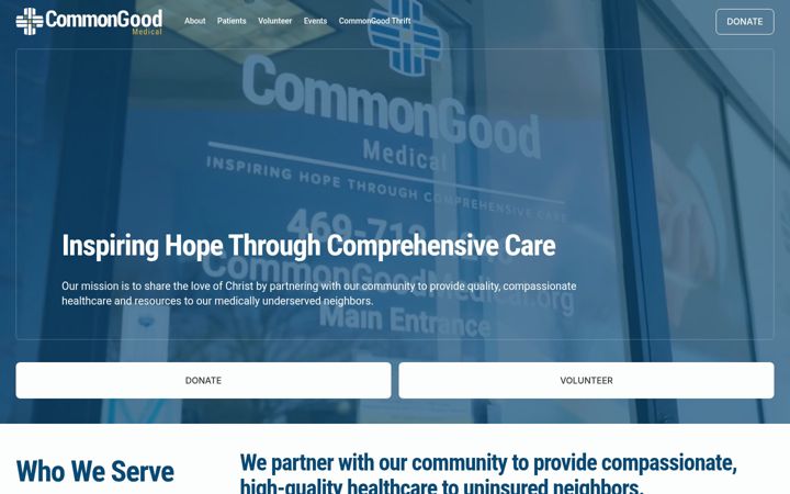 Screenshot of commongoodmedical.org