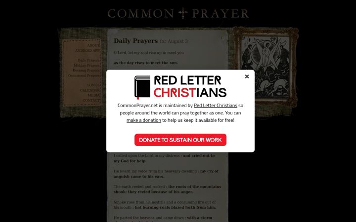 Screenshot stránky commonprayer.net