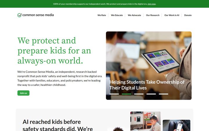 Screenshot van commonsense.org