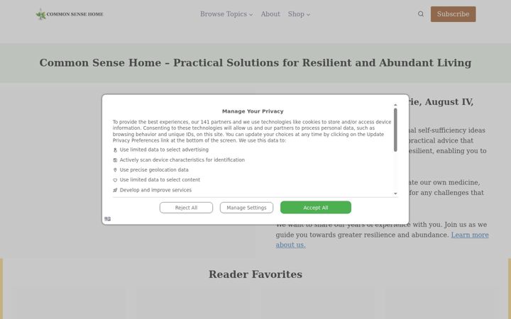 Screenshot of commonsensehome.com