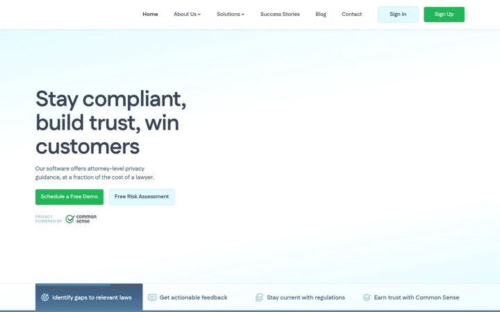 Screenshot stránky commonsenseprivacy.net