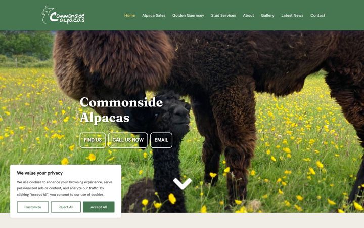 Snímek obrazovky commonsidealpacas.co.uk