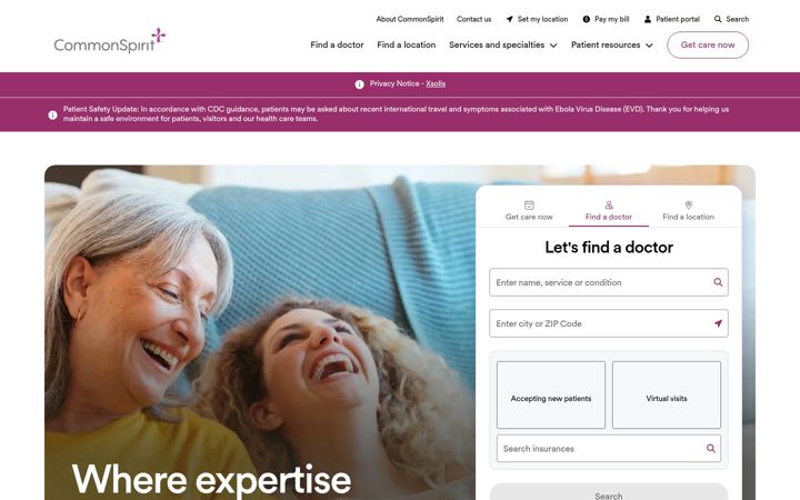 Screenshot of commonspirit.org