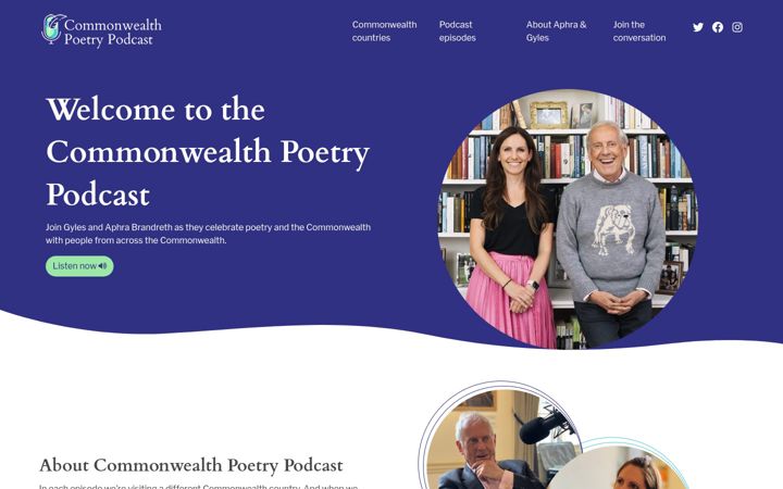 Snímek obrazovky commonwealthpoetrypodcast.co.uk