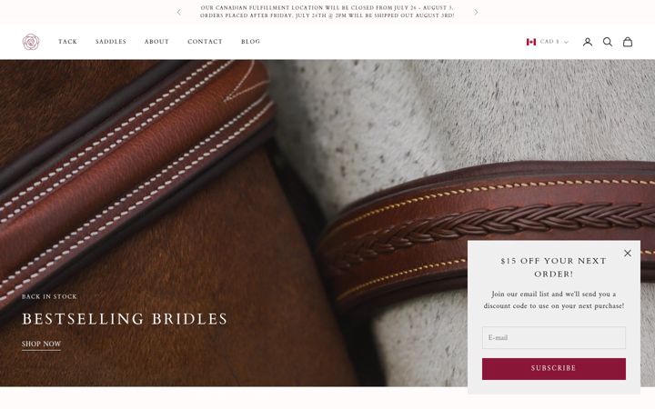 Screenshot of commonwealthsaddles.com