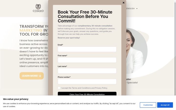 Screenshot of commosocialmedia.com