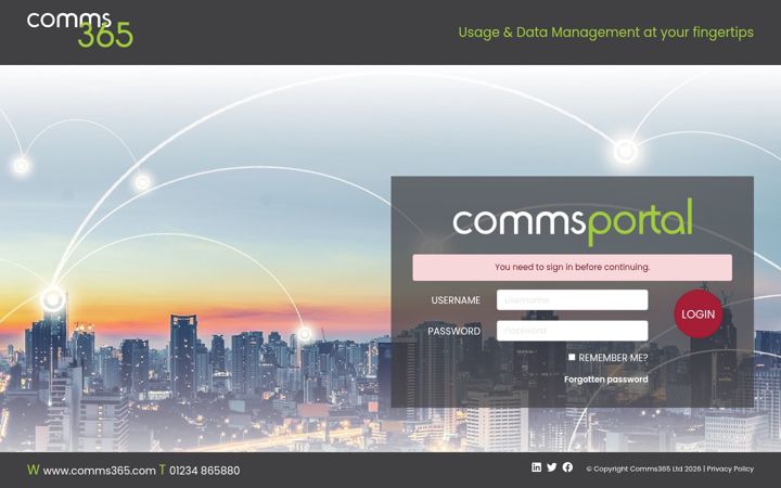 Screenshot of commsportal.com