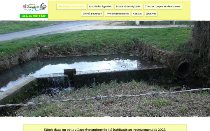 Screenshot stránky commune-de-baudres.fr