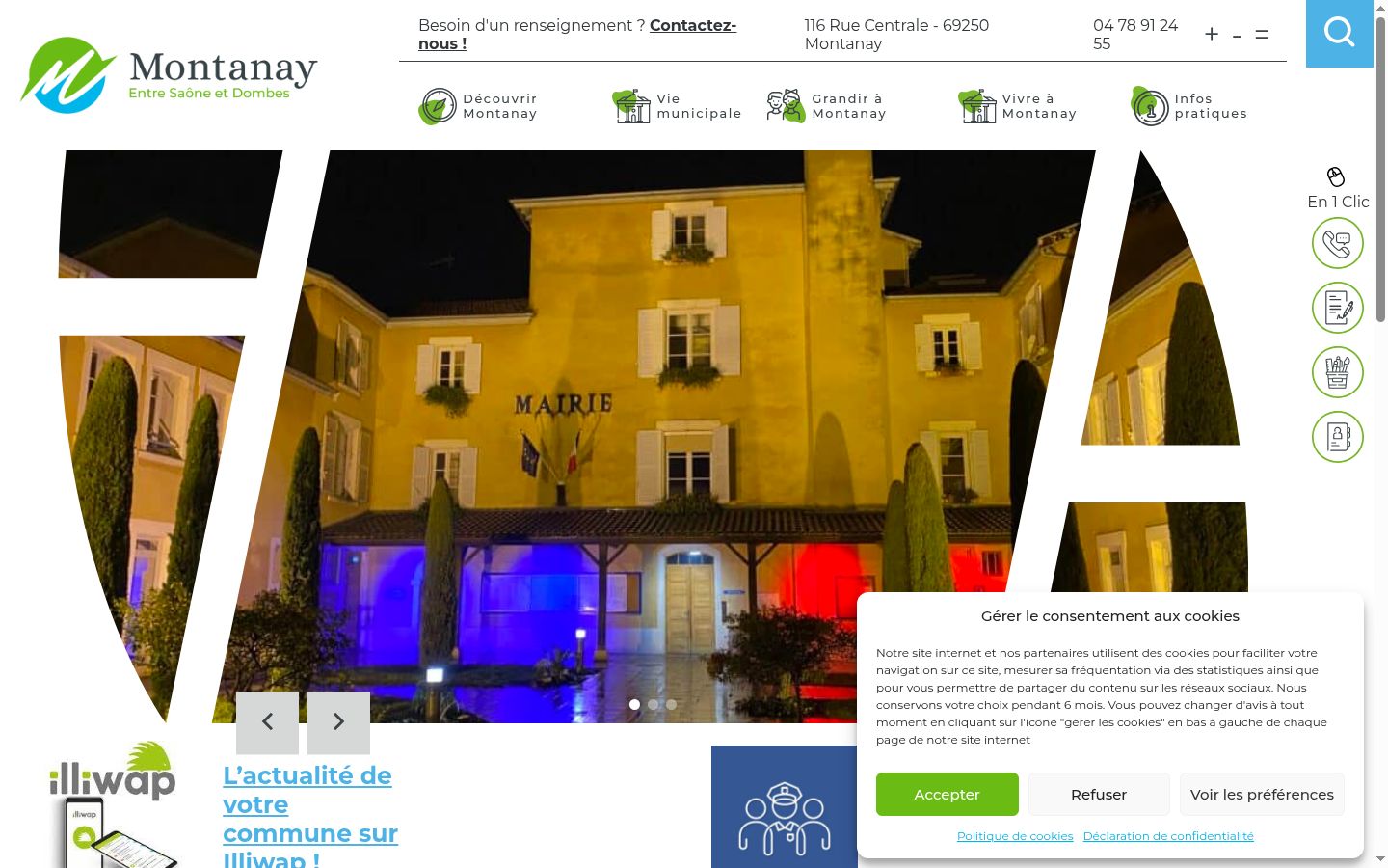 Capture d'écran de la bannière de consentement affichée avant toute interaction