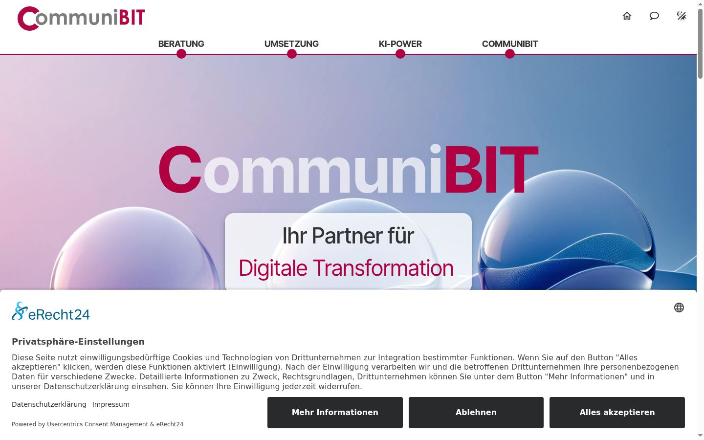 Screenshot of the consent banner shown before any interaction