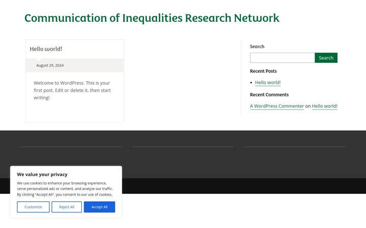 Screenshot of communicationinequalityresearchnetwork.stir.ac.uk
