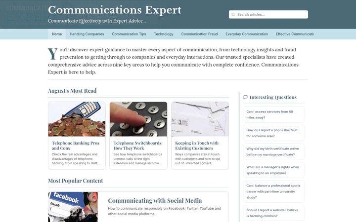 Screenshot of communicationsexpert.co.uk