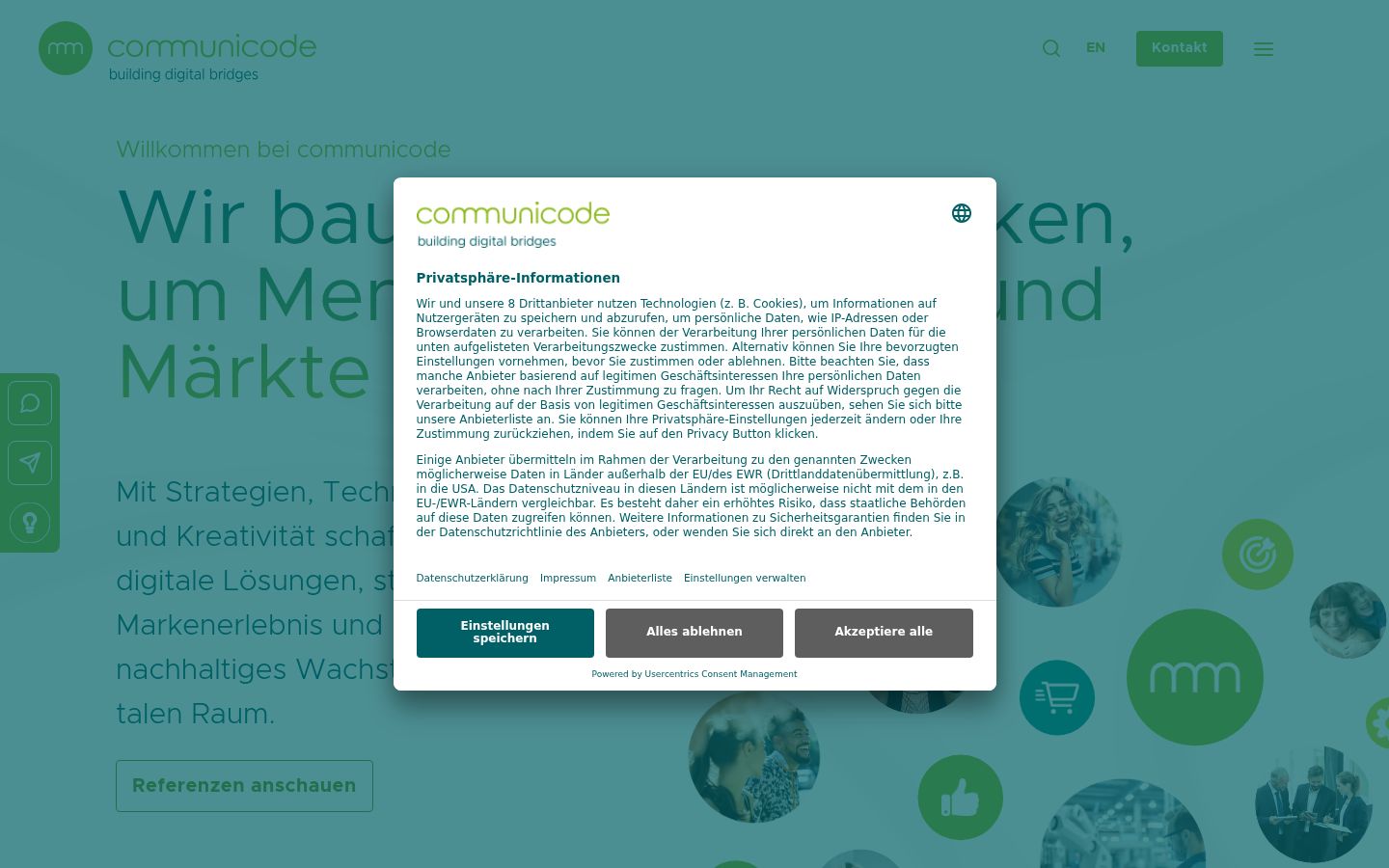 Screenshot of the consent banner shown before any interaction