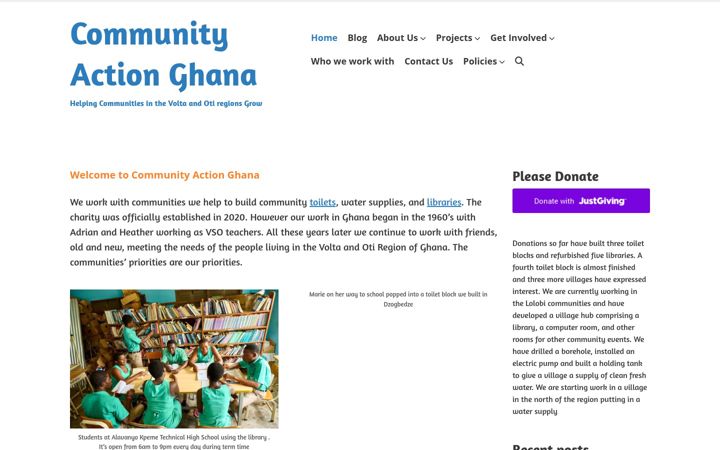 Captură de ecran a communityactionghana.org