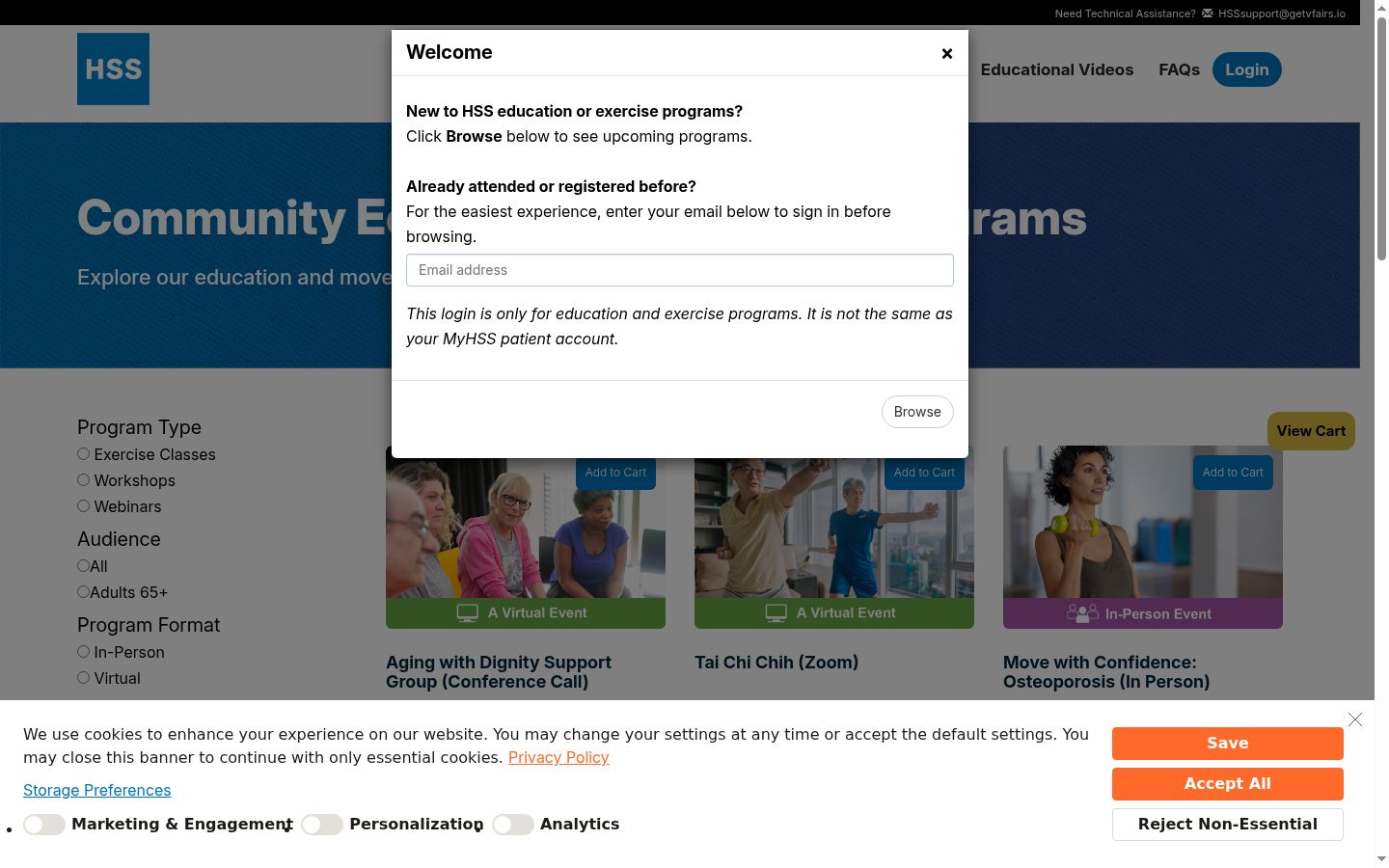 Screenshot des Einwilligungsbanners vor jeglicher Interaktion
