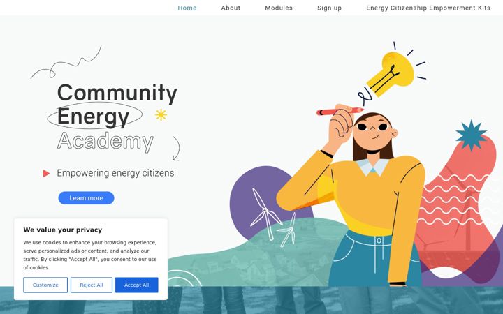Screenshot of communityenergyacademy.eu
