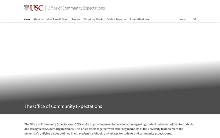 Screenshot von communityexpectations.usc.edu