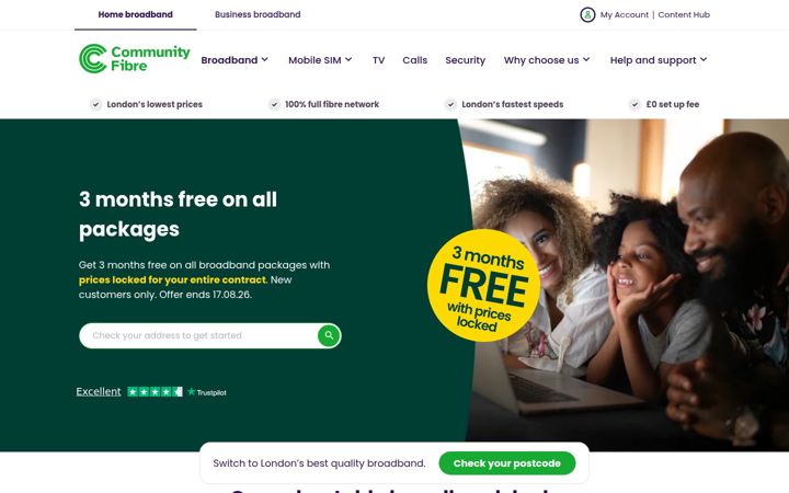 Screenshot of communityfibre.co.uk