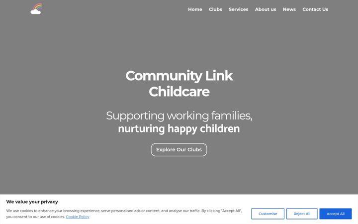 Screenshot of communitylinkchildcare.org.uk