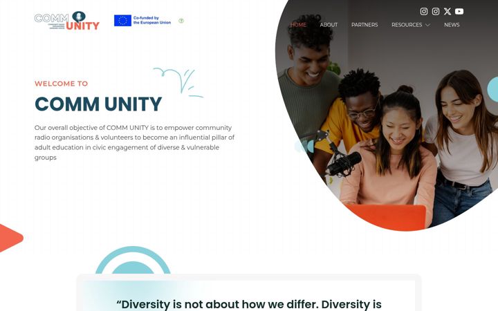 Screenshot van communityradioproject.eu