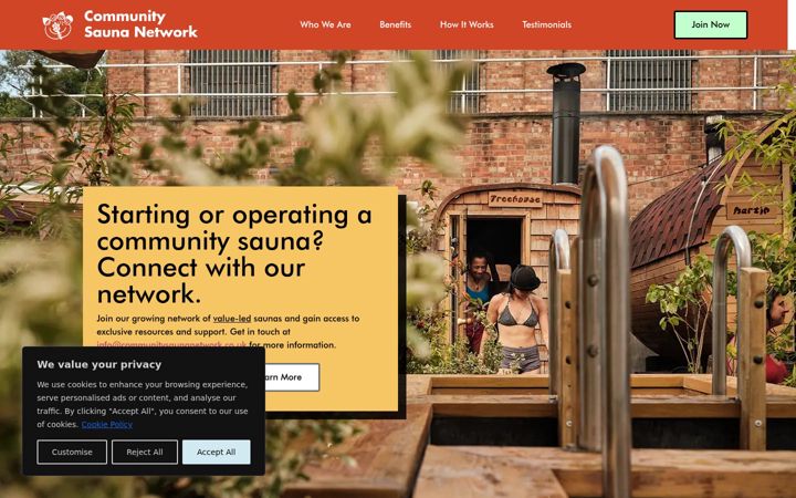 Screenshot of communitysaunanetwork.co.uk