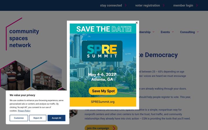 Screenshot of communityspaces.org