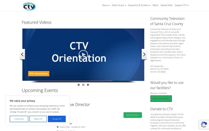 Captura de ecrã de communitytv.org