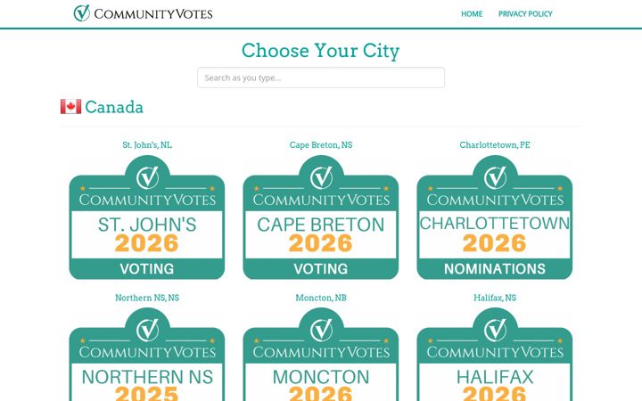 Screenshot of communityvotes.com