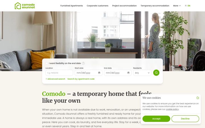 Skærmbillede af comodo.fi