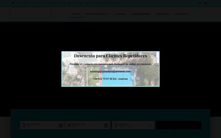 Screenshot of comodoroapartments.com