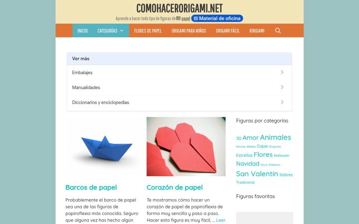 Screenshot of comohacerorigami.net