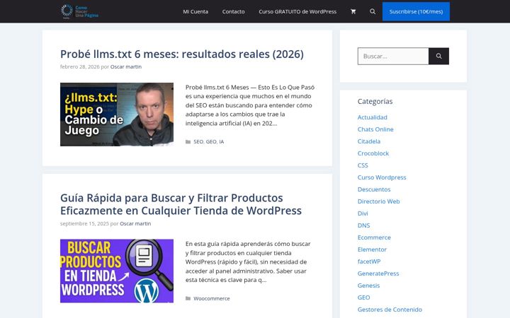 Screenshot stránky comohacerunapagina.es