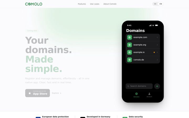 Screenshot of comolo.de