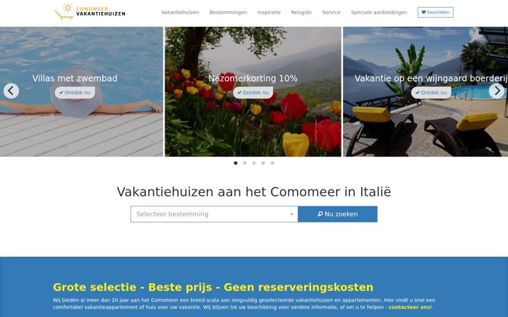 Screenshot of comomeer-vakantiehuizen.nl