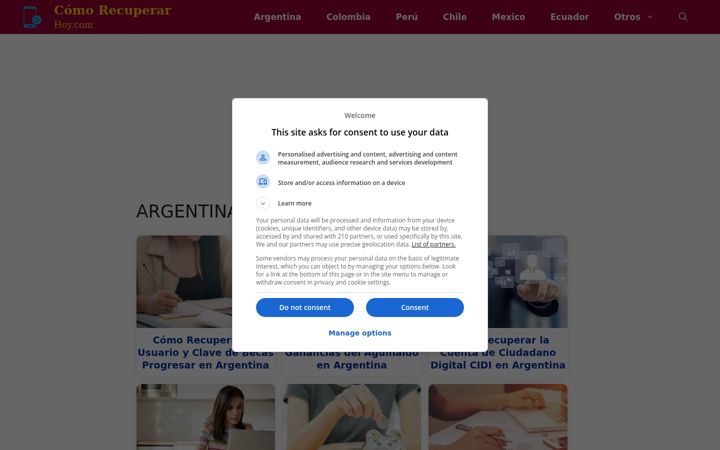 Screenshot of comorecuperarhoy.com