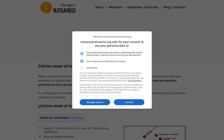 Captura de ecrã de comorezarelrosario.org
