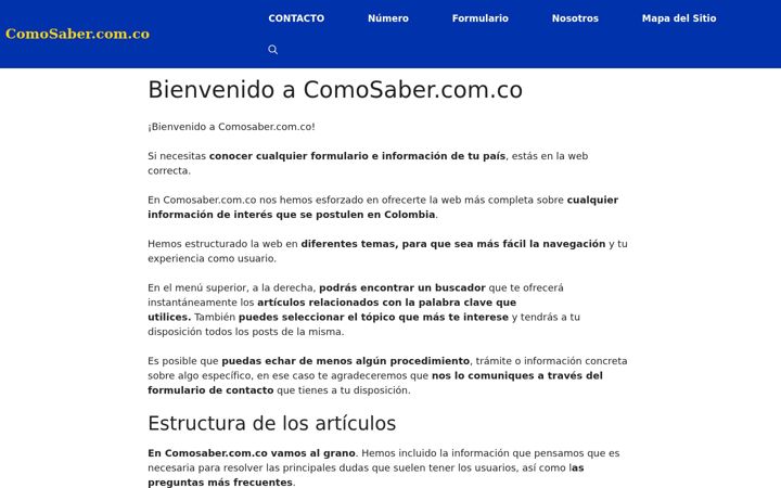 Screenshot of comosaber.com.co
