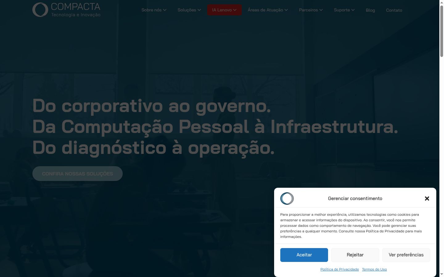 Screenshot del banner di consenso mostrato prima di qualsiasi interazione