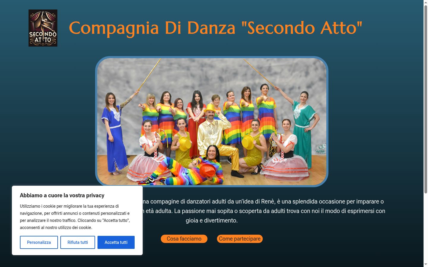 Screenshot del banner di consenso mostrato prima di qualsiasi interazione