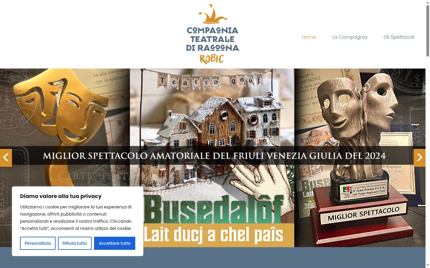 Screenshot del banner di consenso mostrato prima di qualsiasi interazione