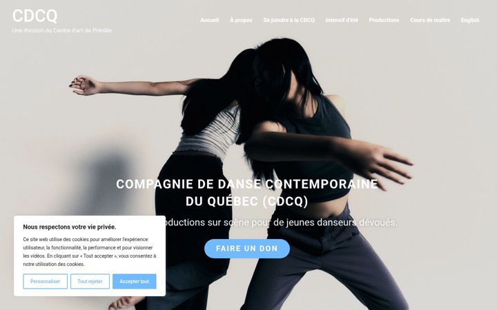 Screenshot of compagniedansequebec.org