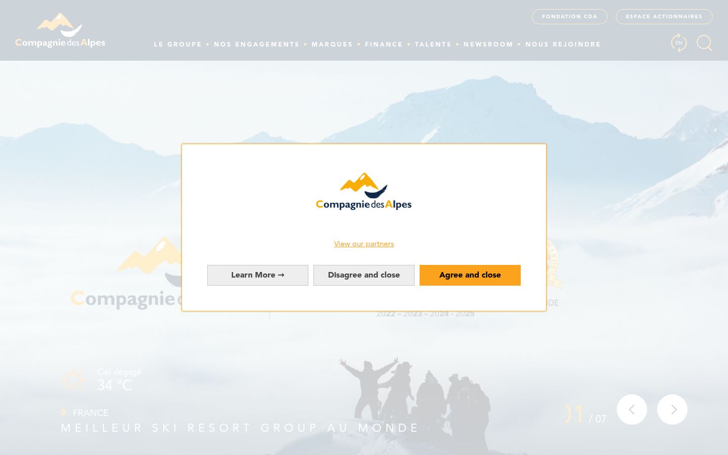 Screenshot of the consent banner shown before any interaction