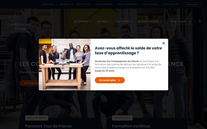 Screenshot of compagnons-du-devoir.com