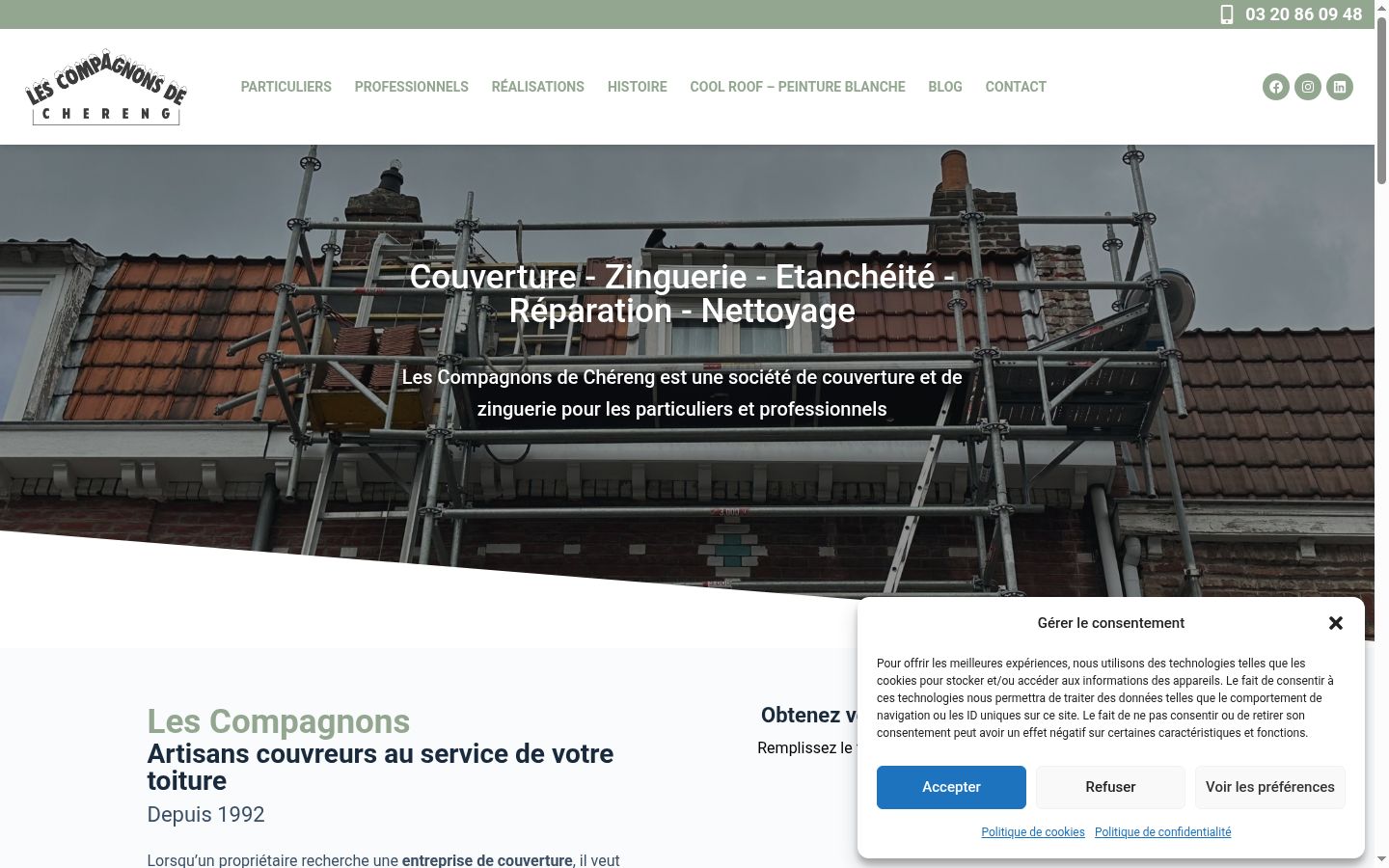 Screenshot del banner di consenso mostrato prima di qualsiasi interazione