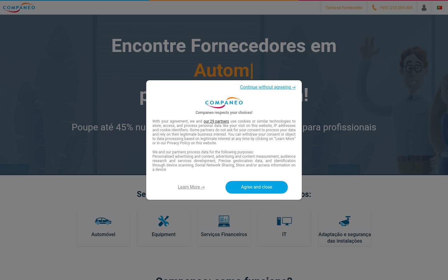 Screenshot des Einwilligungsbanners vor jeglicher Interaktion