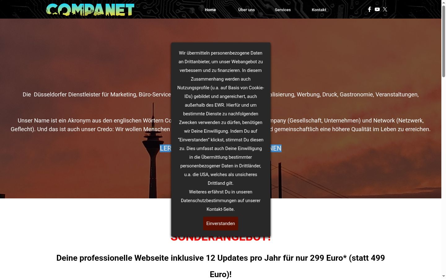Screenshot of the consent banner shown before any interaction