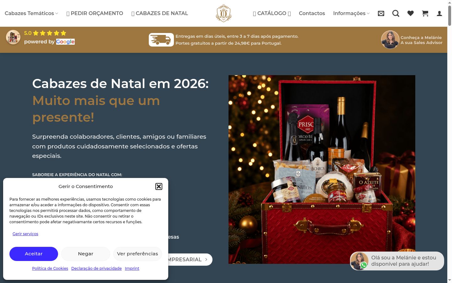 Screenshot del banner di consenso mostrato prima di qualsiasi interazione