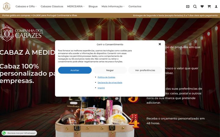 Screenshot of companhiadoscabazes.pt