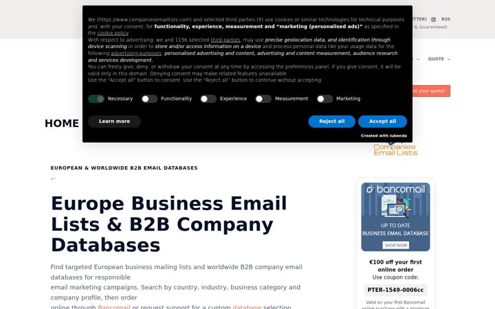 Screenshot of companiesemaillists.com