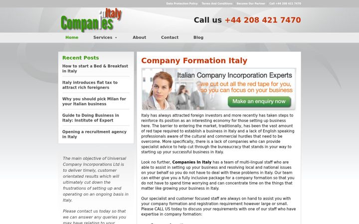 Ekrano kopija companiesinitaly.co.uk